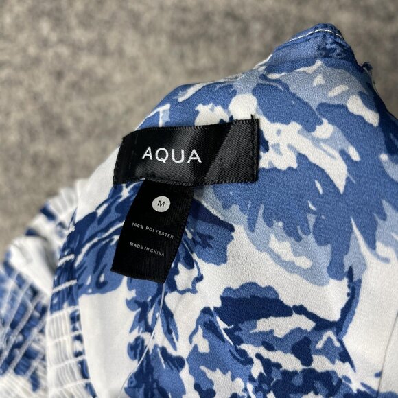 AQUA Dress Womens Medium Blue Floral Tie Strap Maxi Ruffle Hem Summer NWT - Picture 8 of 9